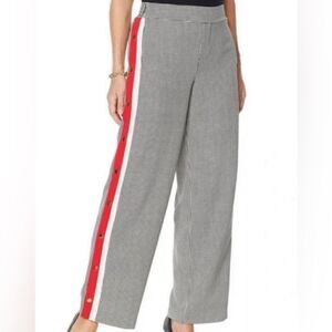 Iman Global Chic houndstooth print with contrast red stripe Track Pants size M
